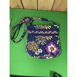 Vera Bradley Triple Zip Crossbody Bag African Violet Design